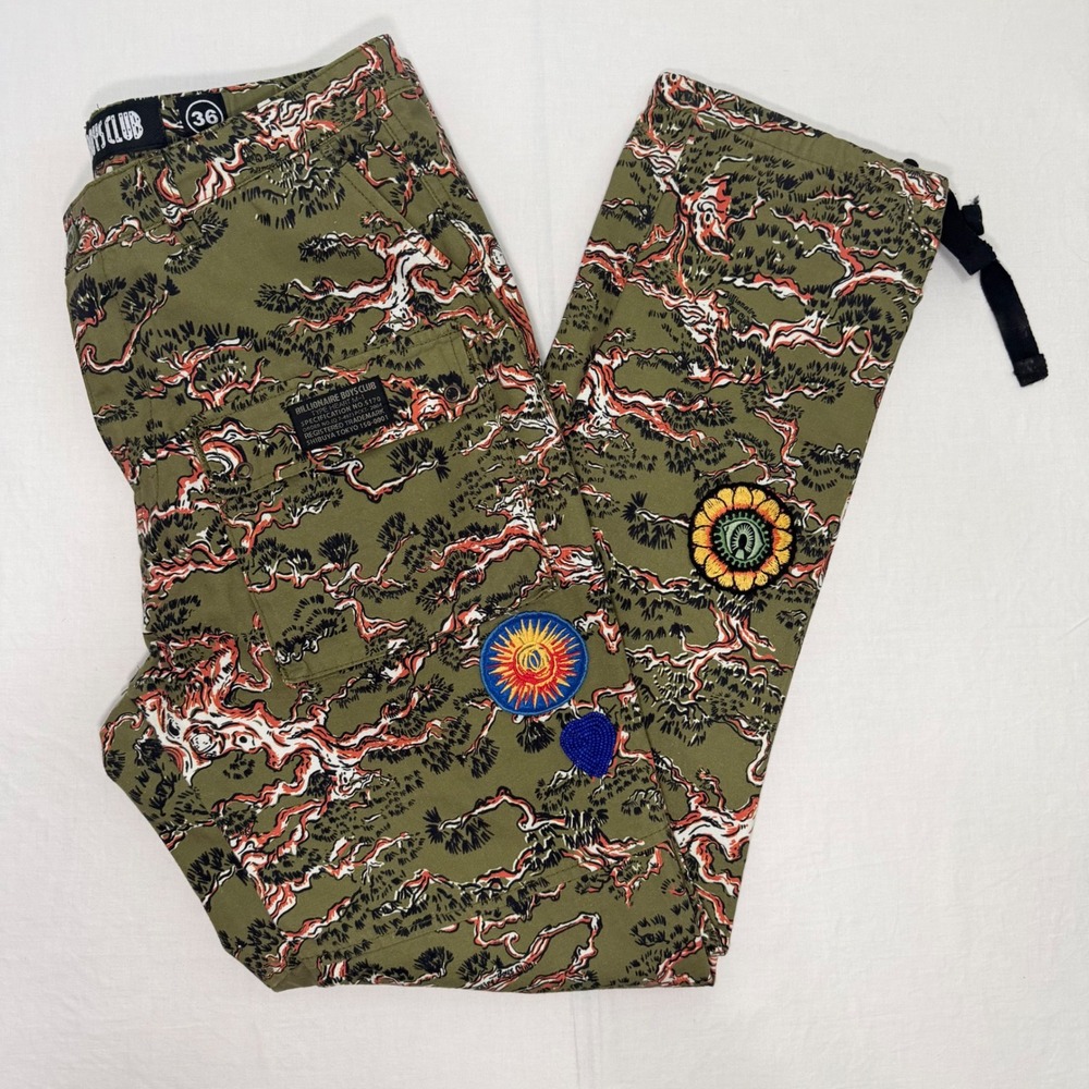 Billionaire Boys Club BB Inner Peace Cargo Pants Mens 36 Green Camo Patches‎ BBC